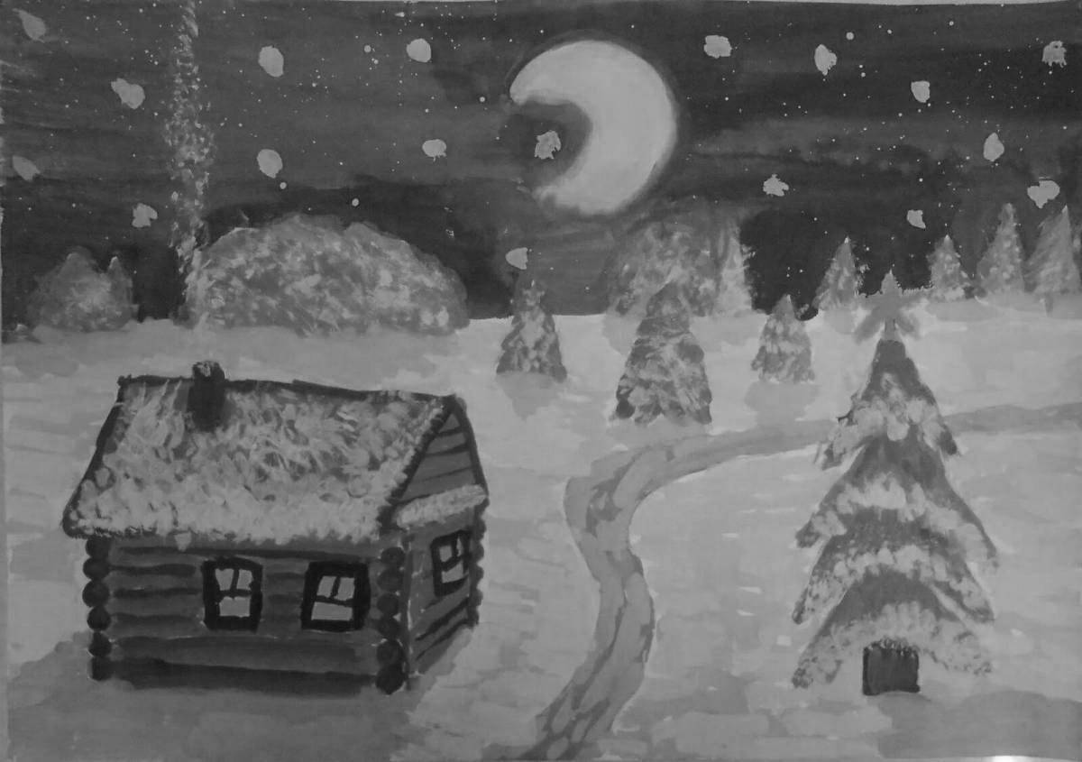 Раскраска мечтательный зимний вечер пушкин