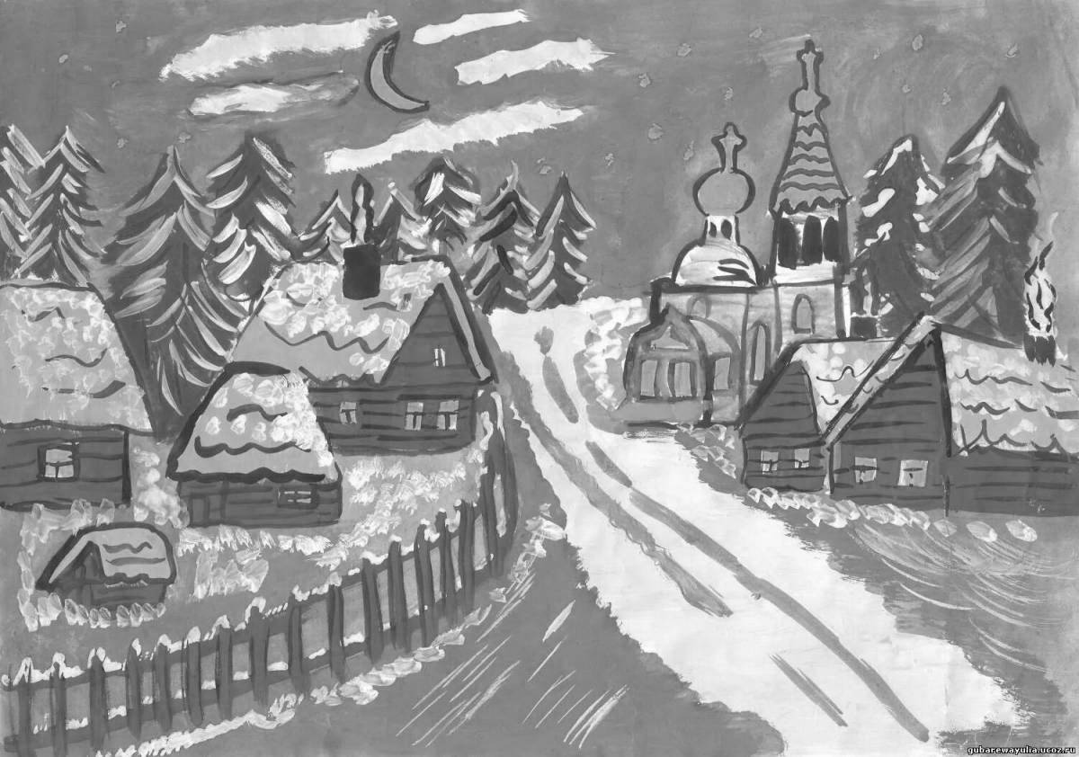 Beautiful winter evening Pushkin coloring