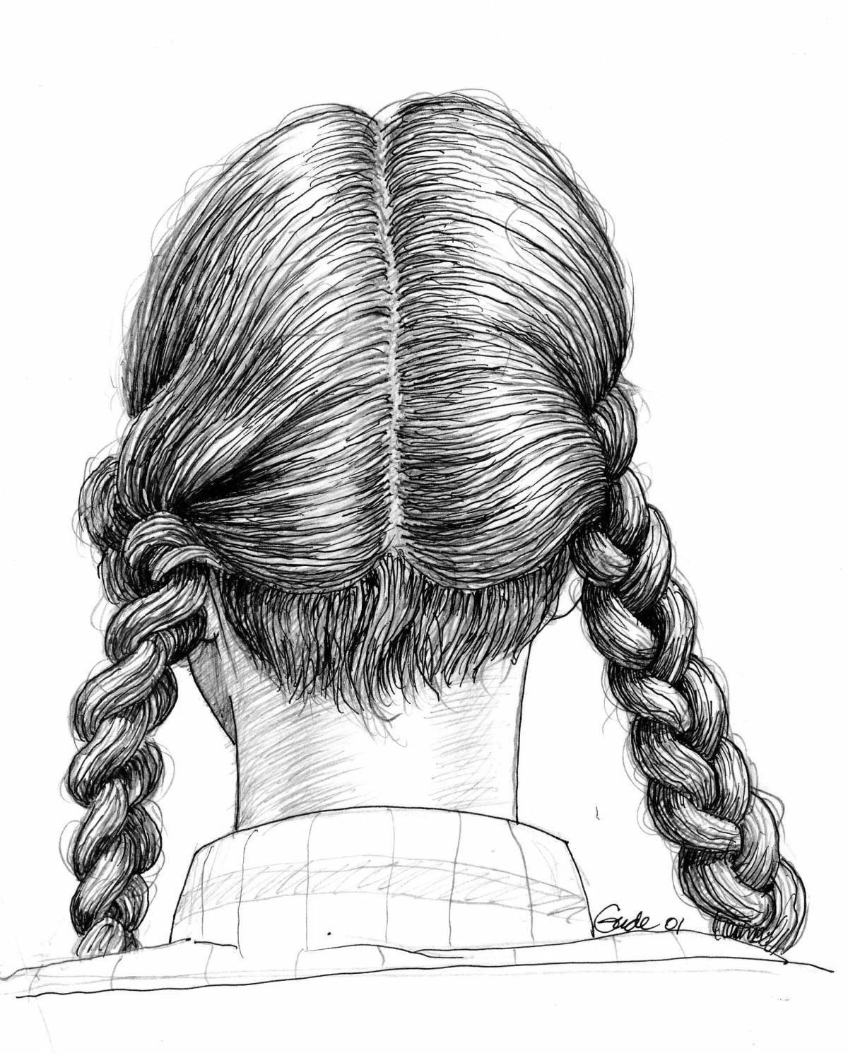 Коса рисунок карандашом