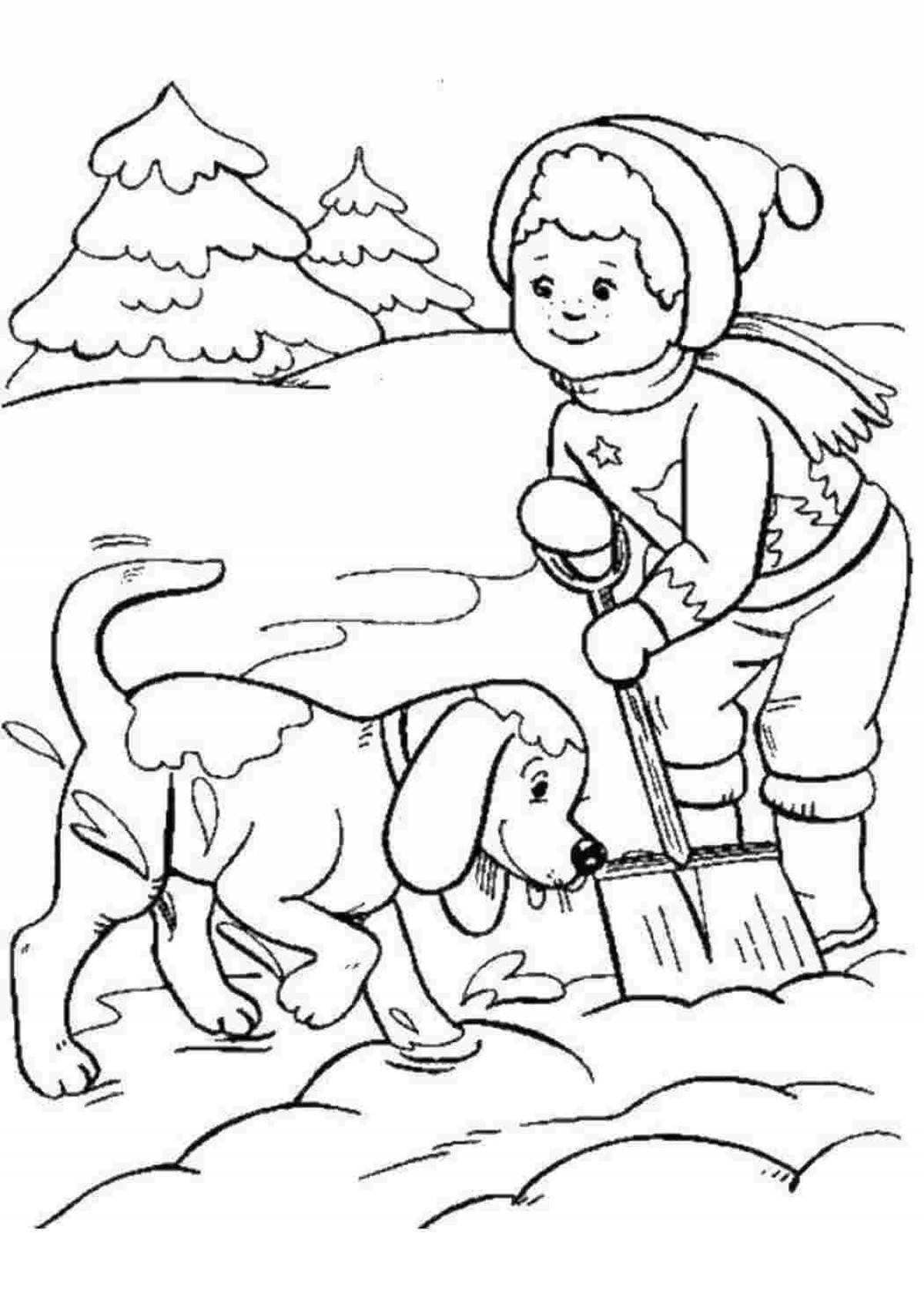 Exquisite winter coloring book for boys