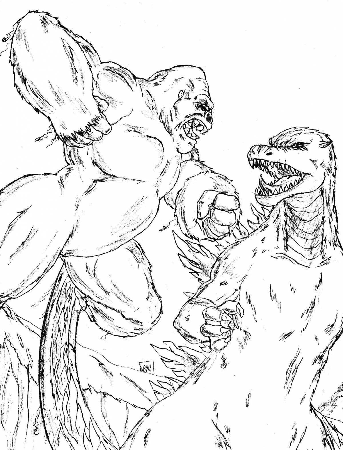 Gorgeous godzilla and kong coloring book