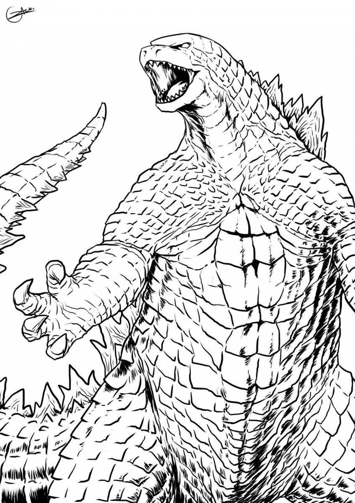Elegant godzilla and kong coloring book
