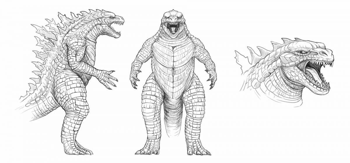 Раскраска великодушный годзилла и конг