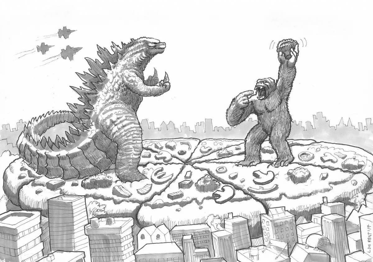 Prosperous godzilla and kong coloring book