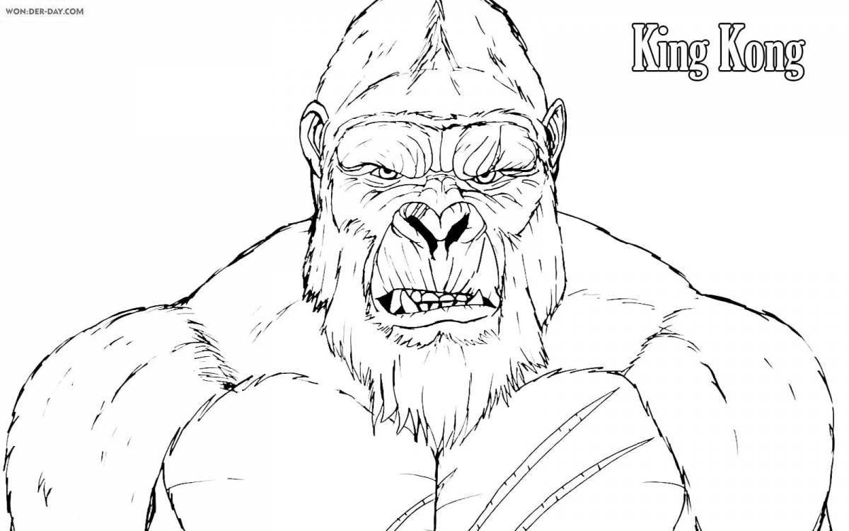Brightly colored godzilla and kong coloring page