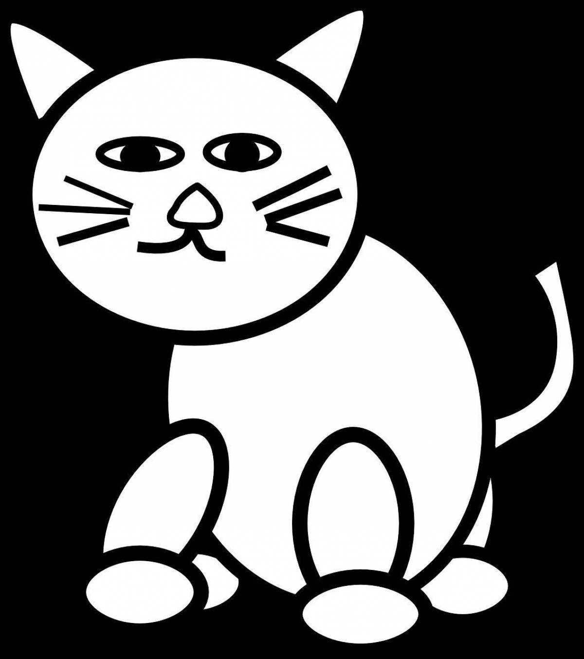 Coloring book playful black and white cat