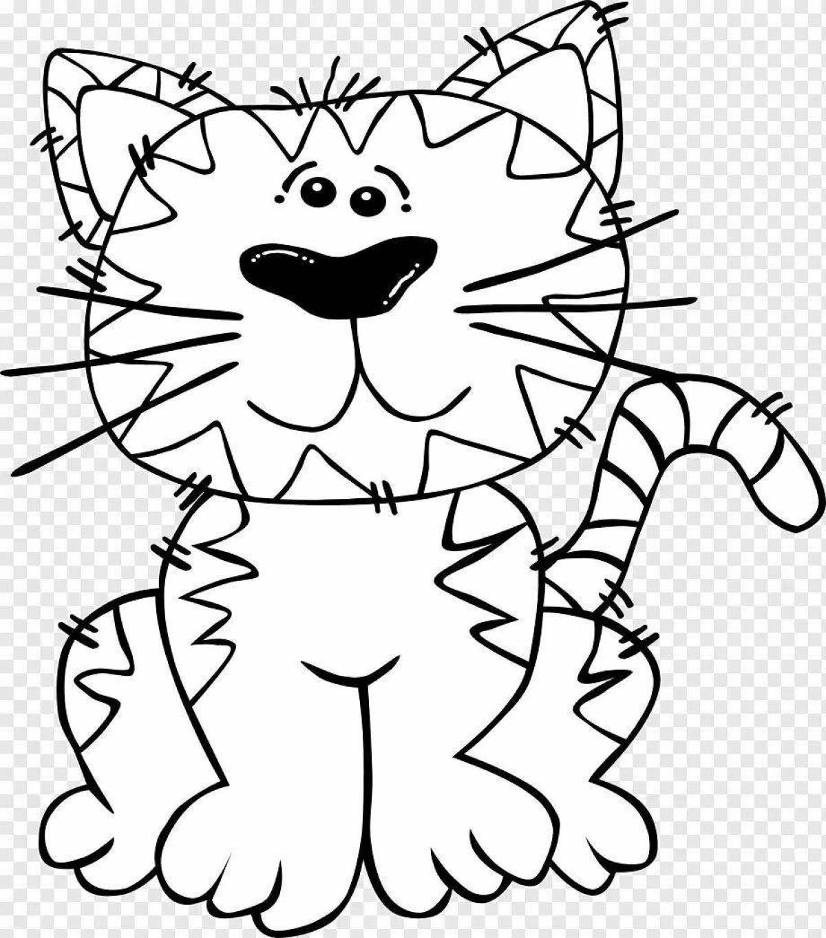 Coloring page graceful black and white cat