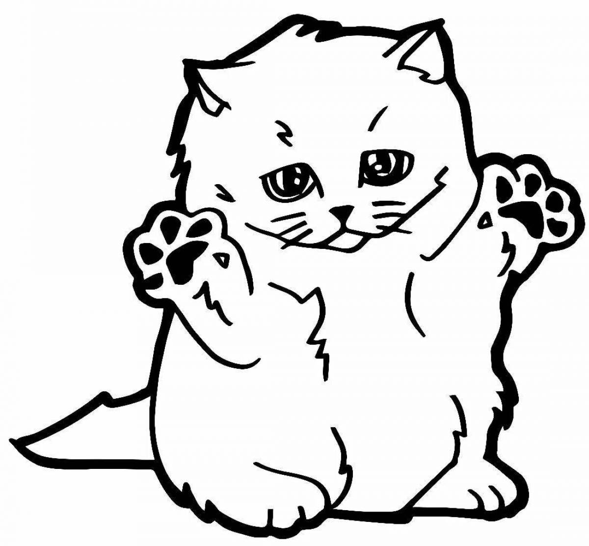 Осторожно, черно-белая раскраска кота