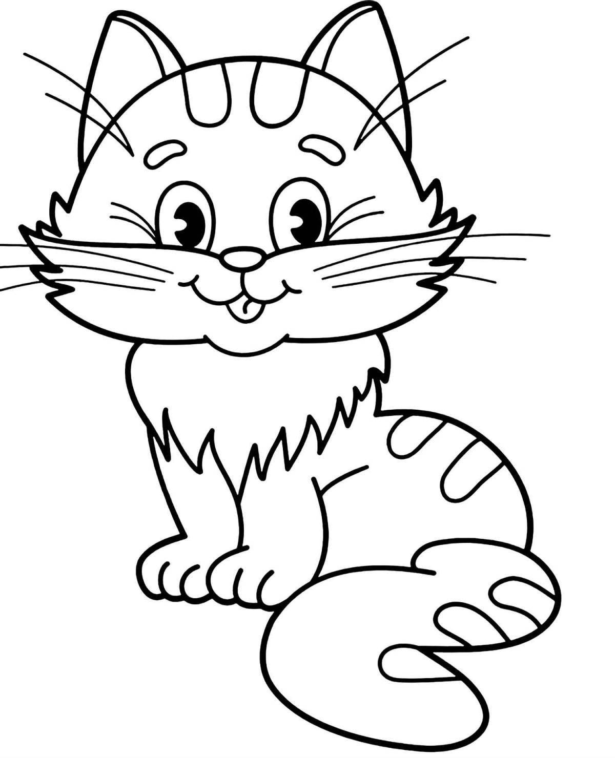 Coloring book cute black and white cat