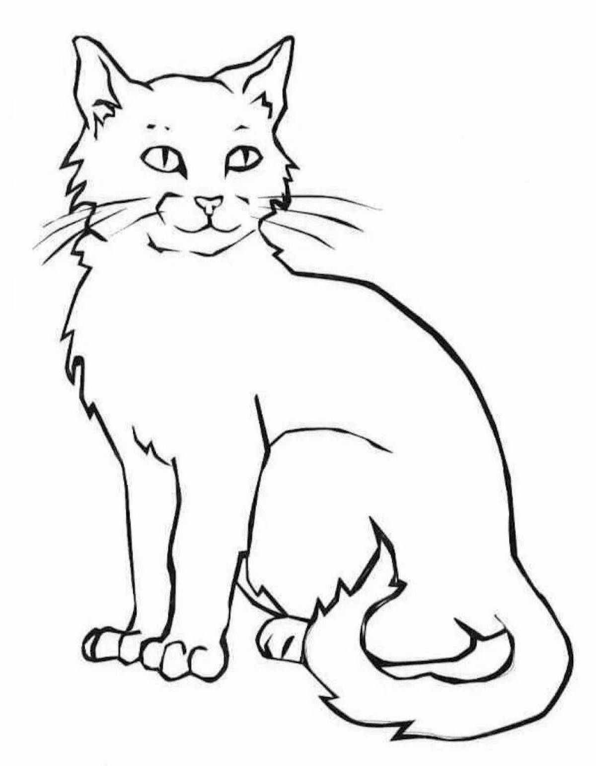 Раскраска мягкий черно-белый кот