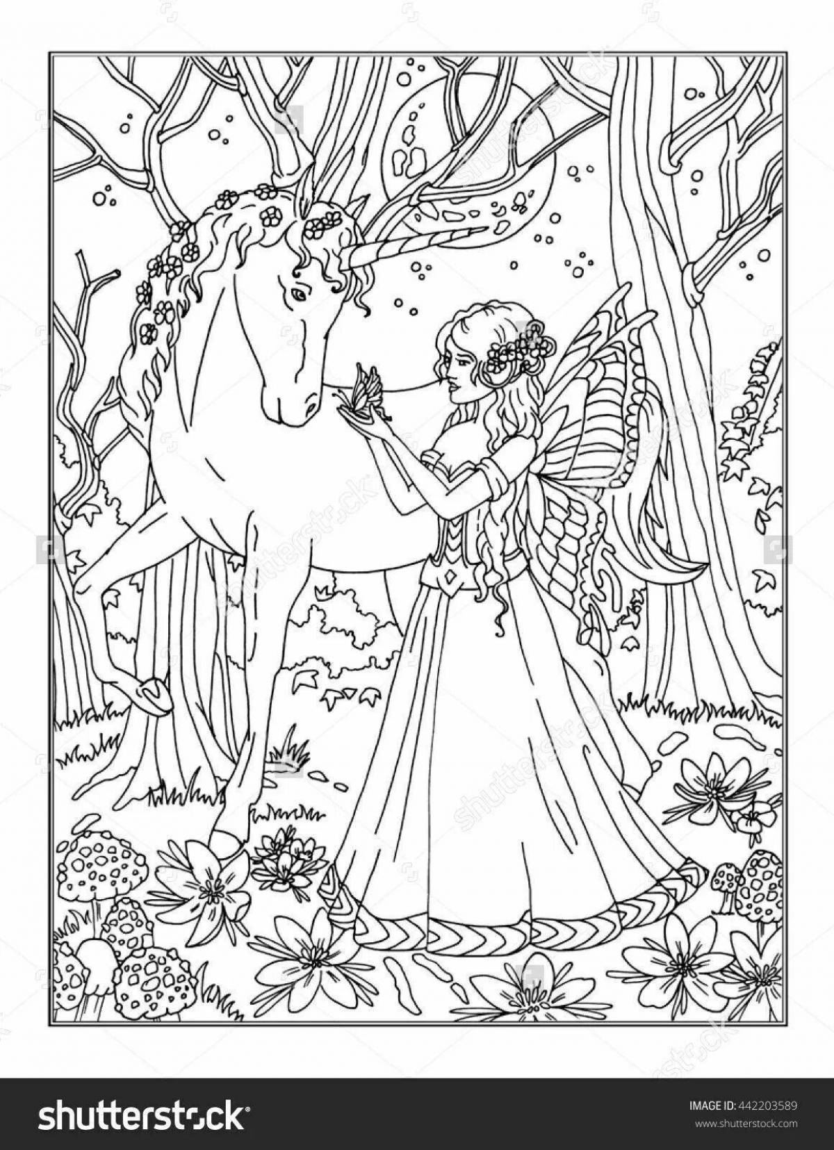 Major coloring pages fairies and unicorns
