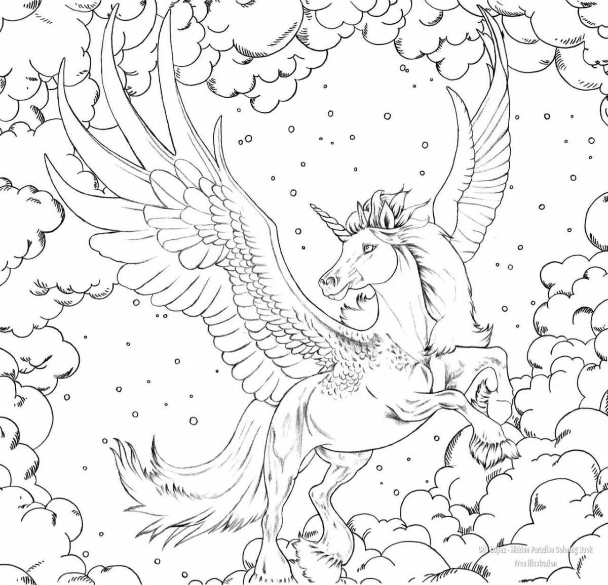 Ethereal coloring pages fairies and unicorns