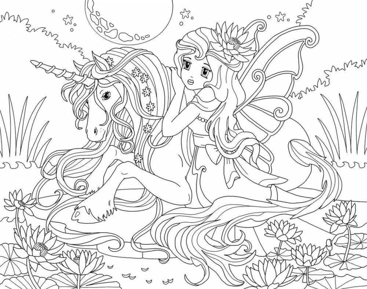 Amazing coloring pages fairies and unicorns