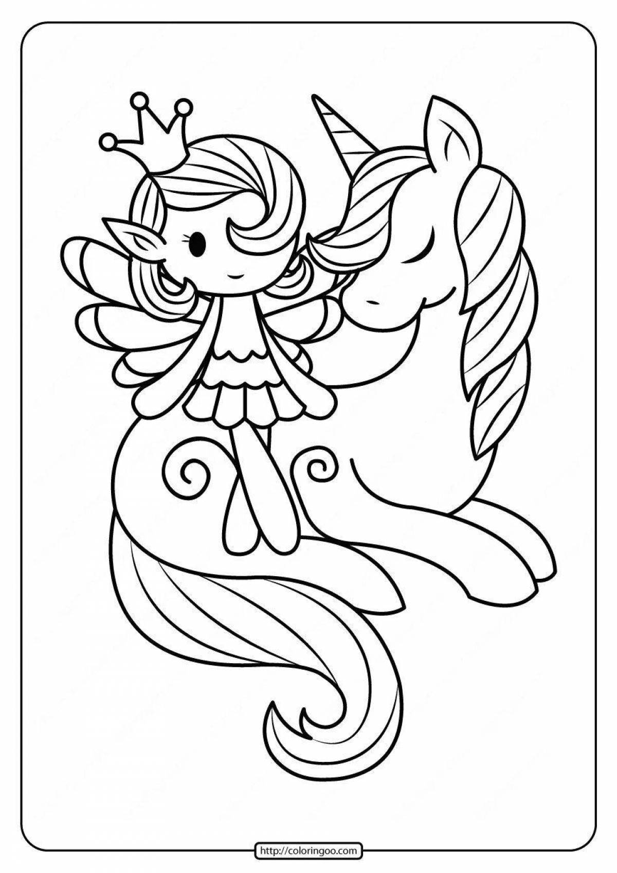 Great coloring book fairies and unicorns
