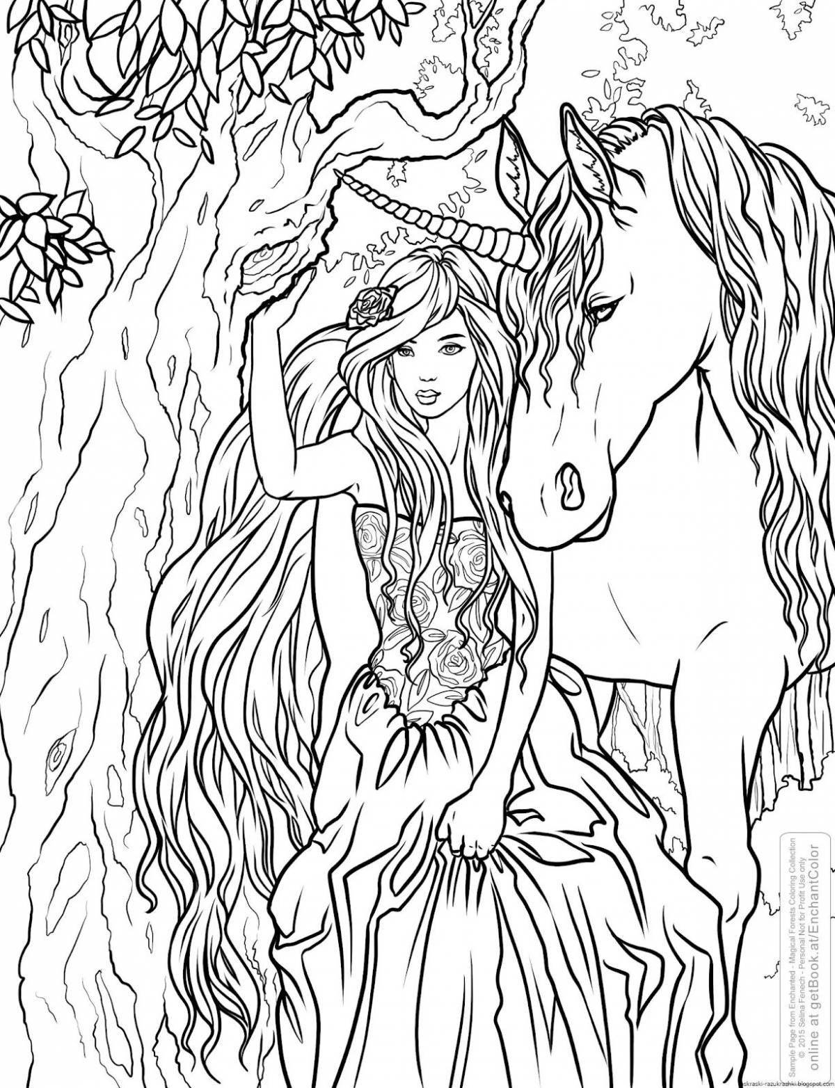 Exquisite fairy and unicorn coloring book