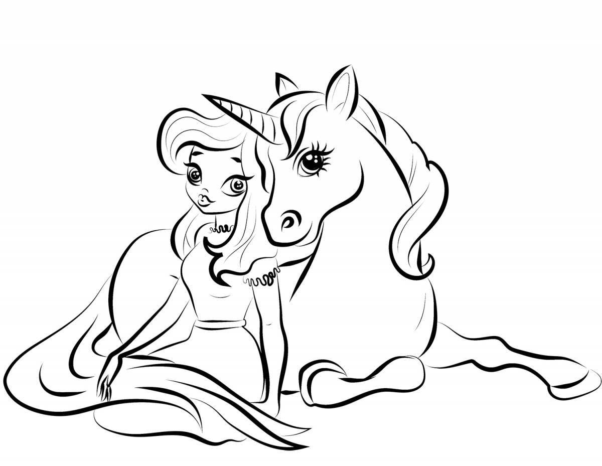 Fantastic fairy and unicorn coloring pages