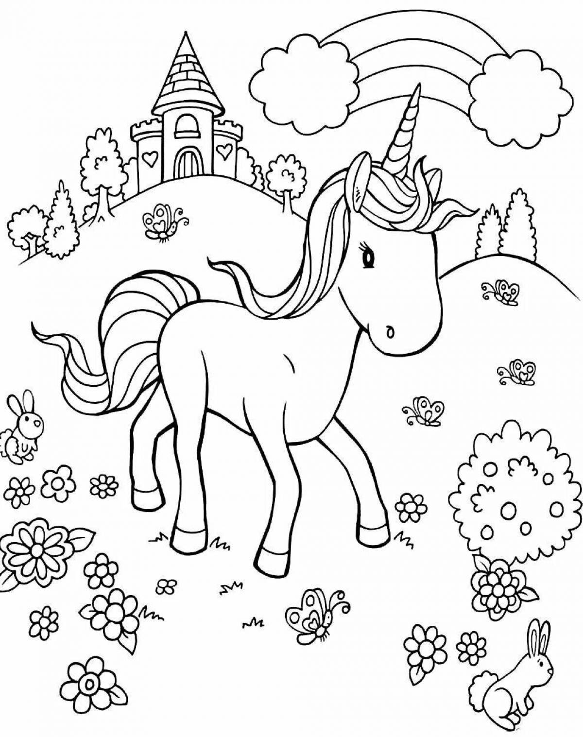 Fun coloring book fairies and unicorns