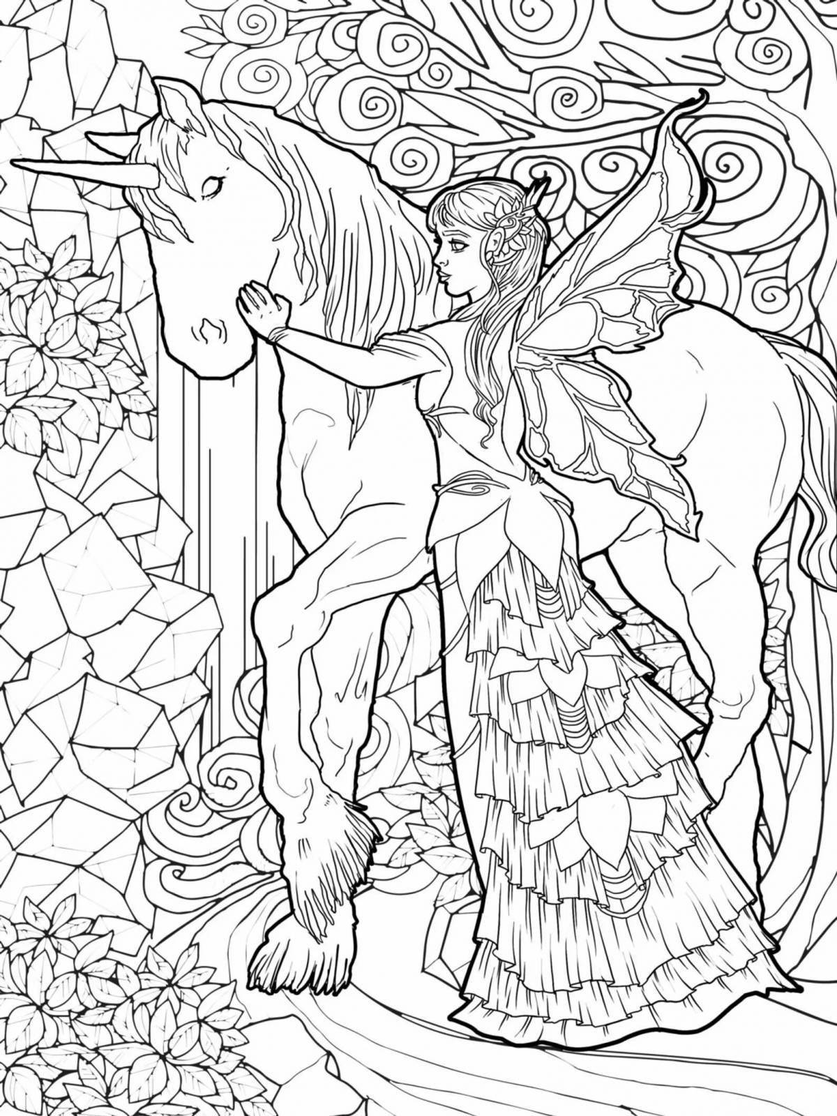 Adorable coloring pages fairies and unicorns