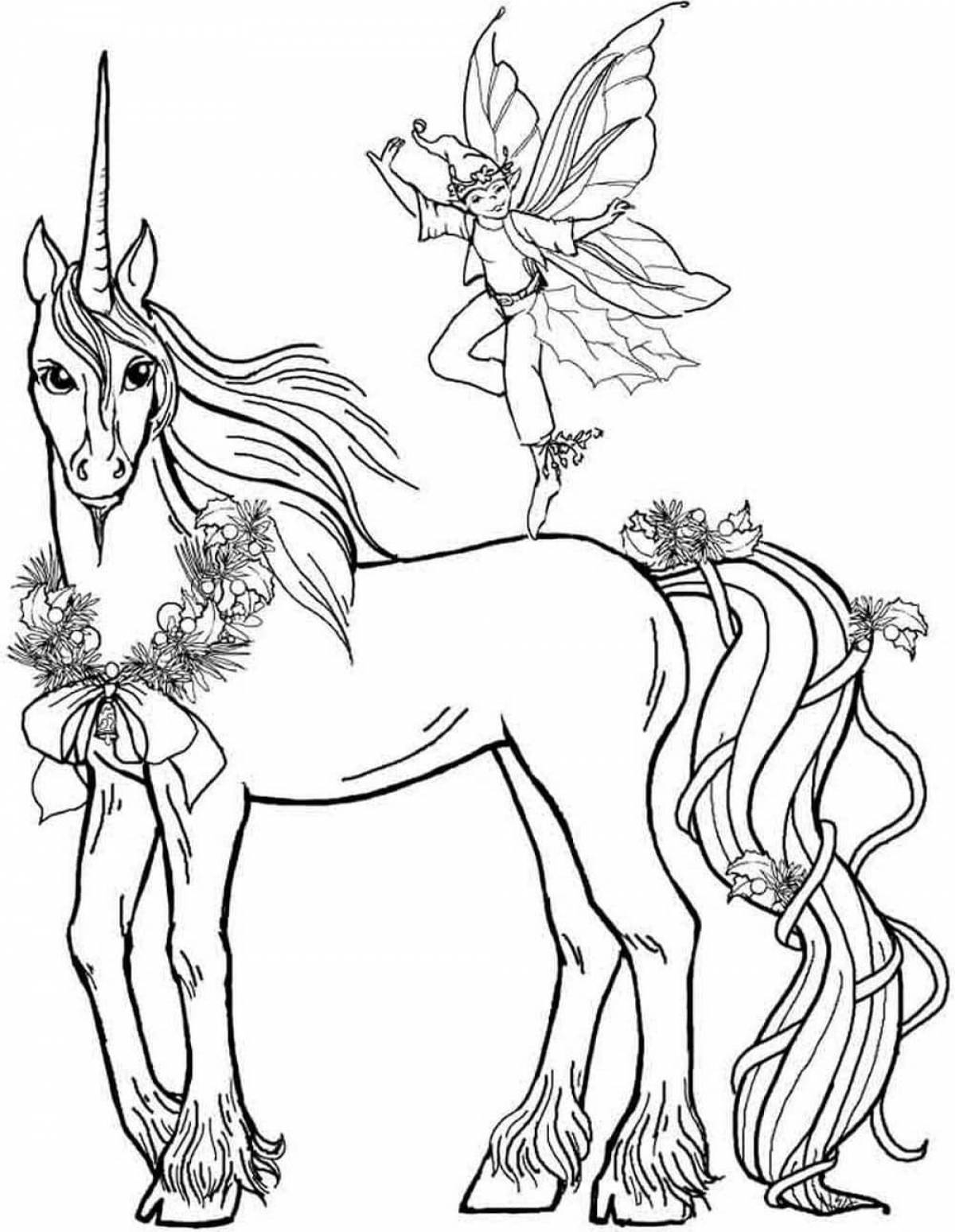 Fluffy coloring pages fairies and unicorns