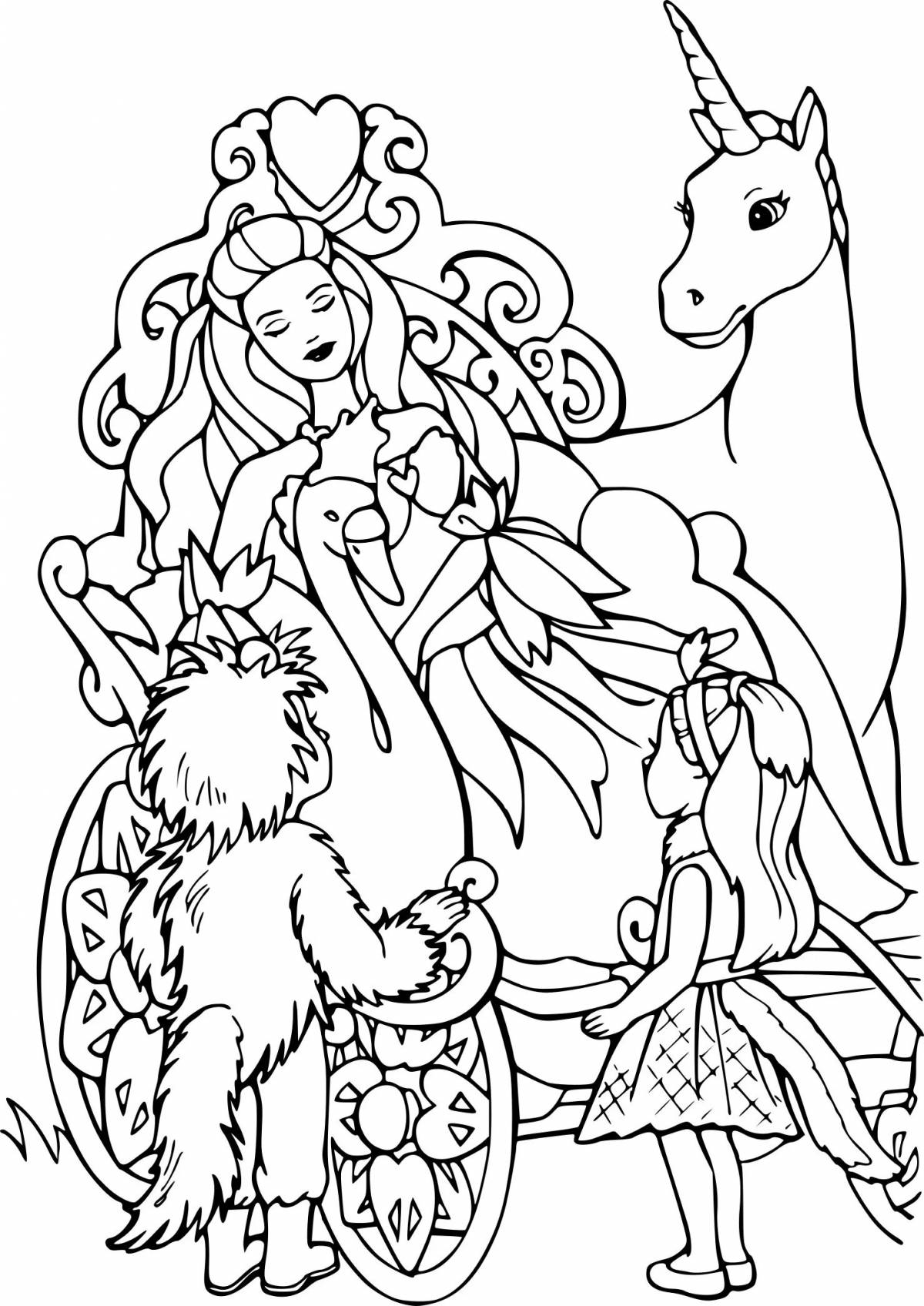 Fantastic coloring book fairies and unicorns