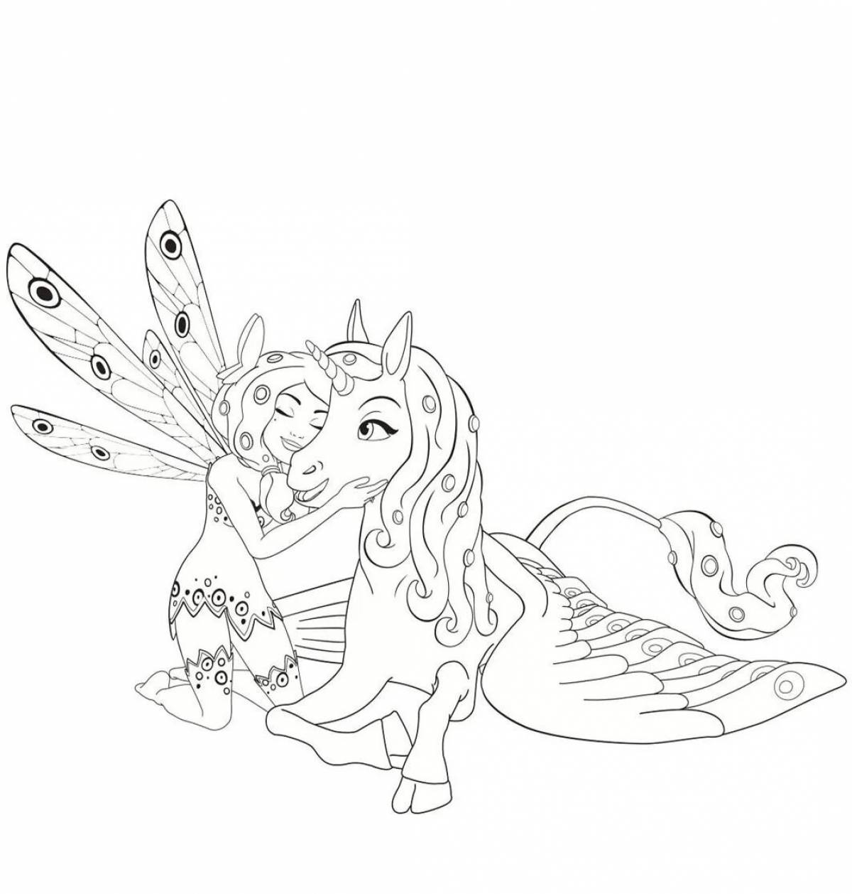 Dazzling fairy and unicorn coloring pages