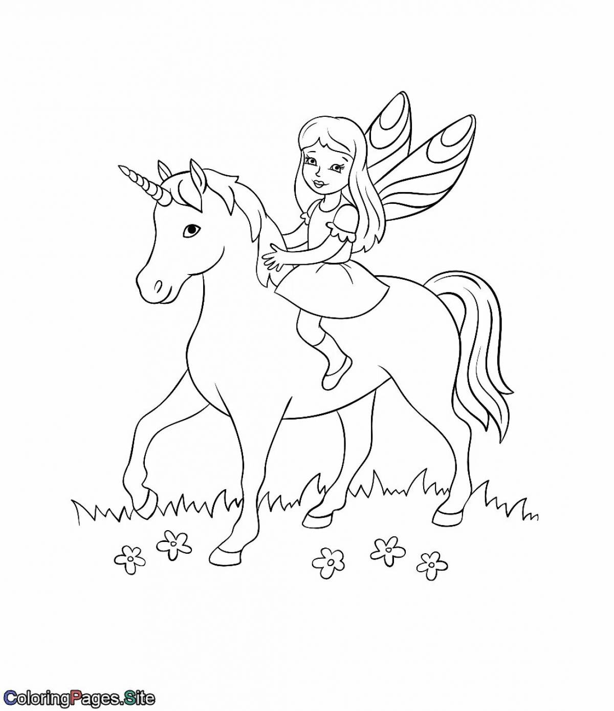 Fun coloring pages fairies and unicorns