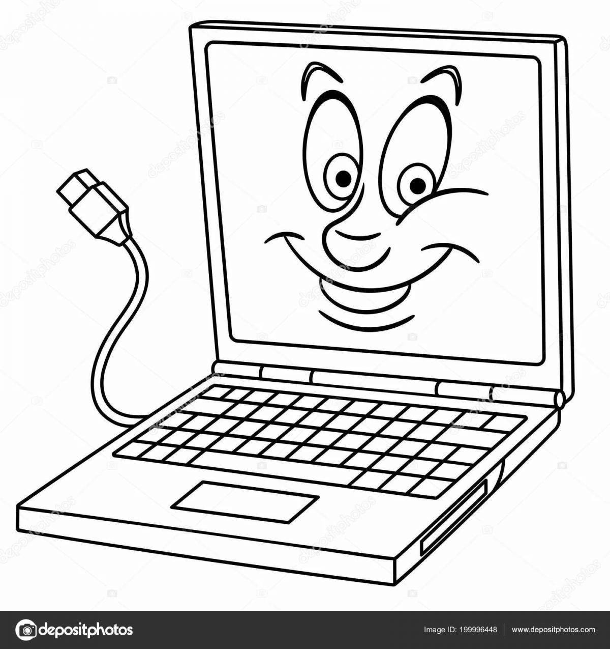 Bright computer and phone coloring page