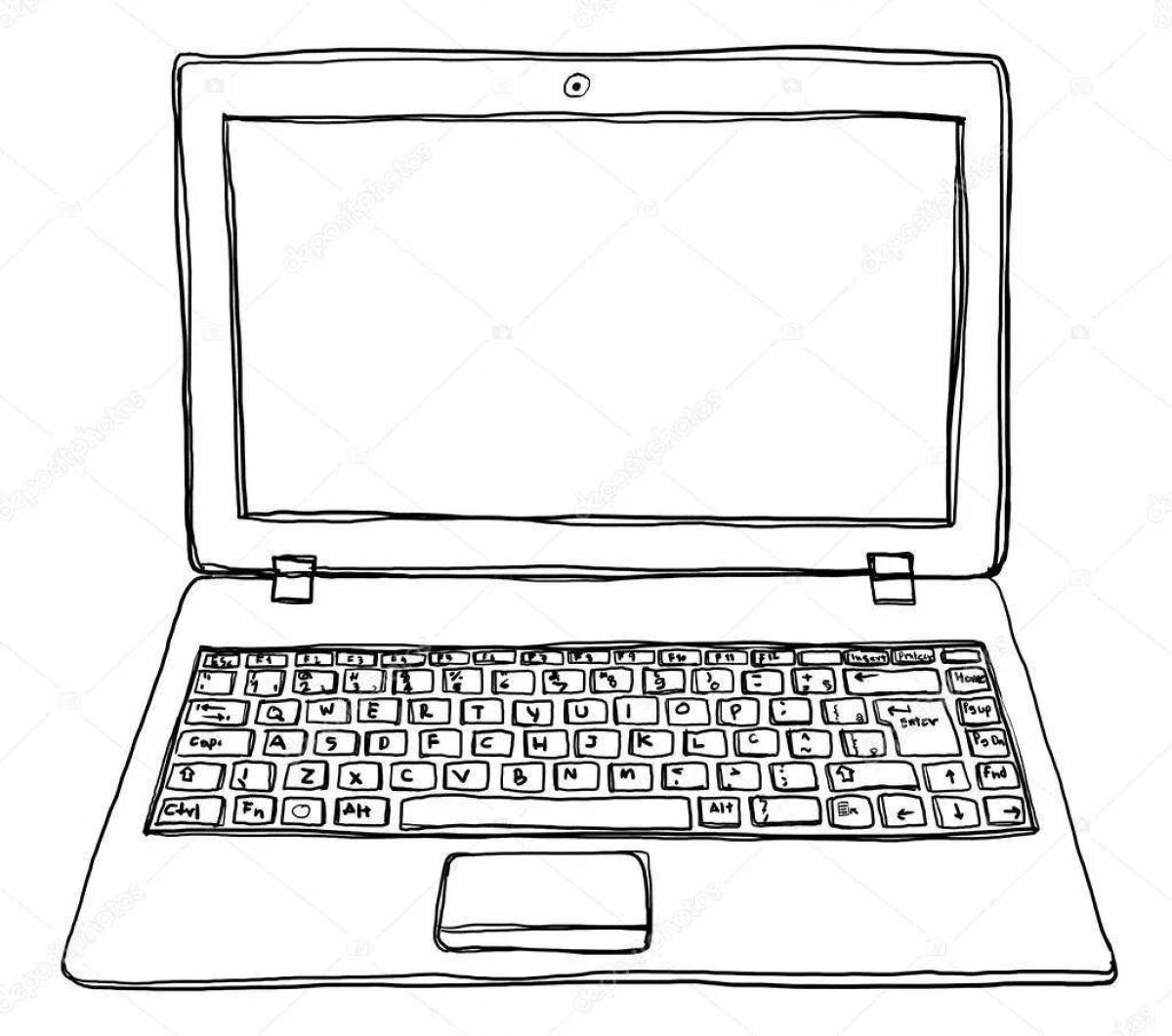 Joyful computer and phone coloring page