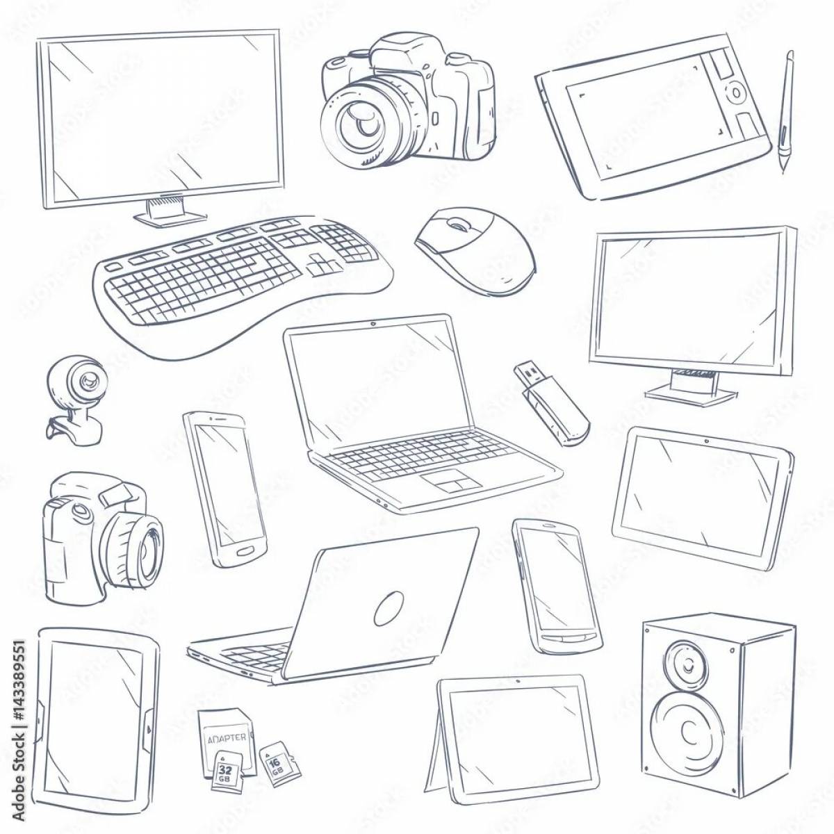 Color-splendid computer and phone coloring page