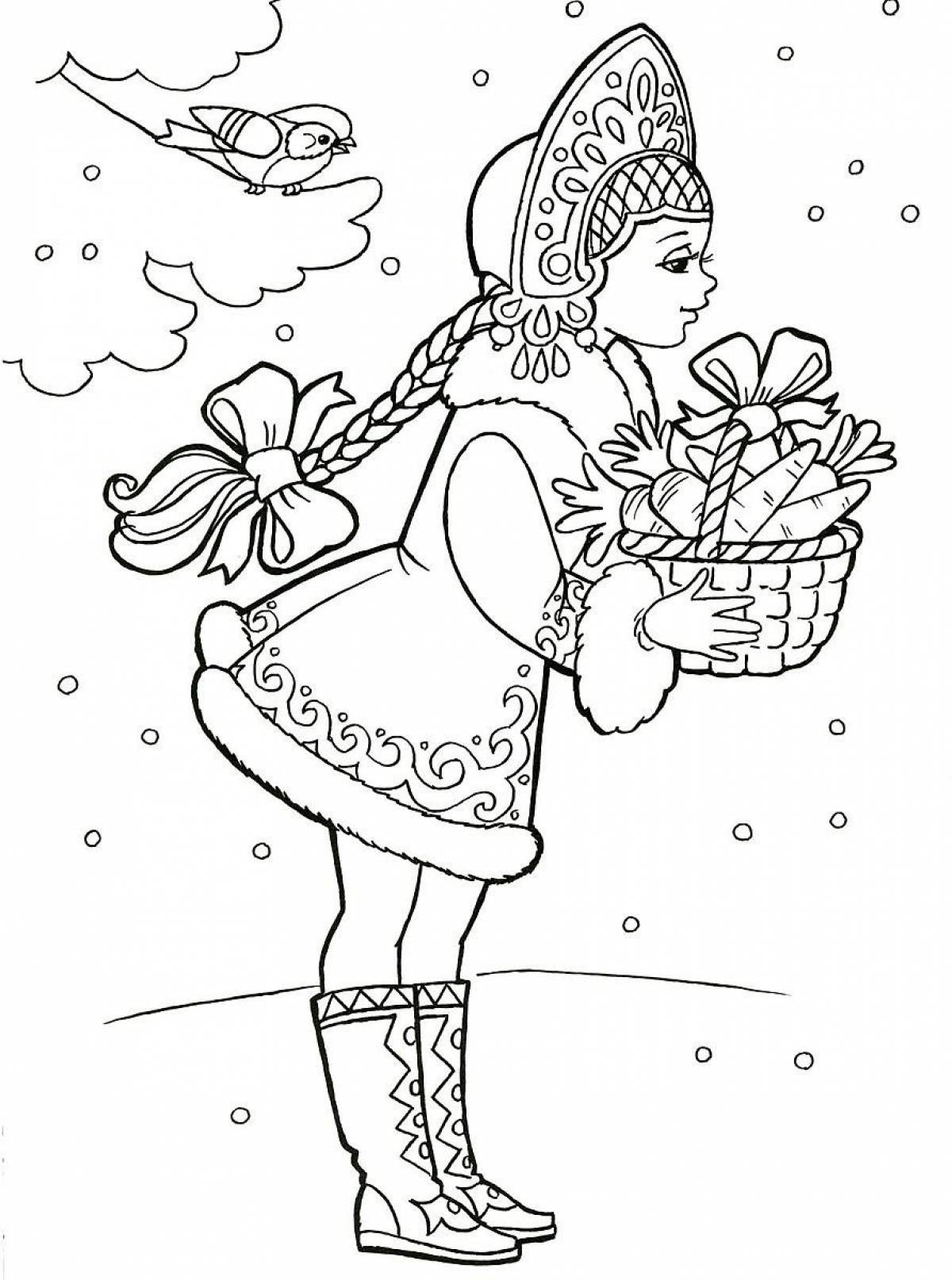 Coloring book sparkling Snow Maiden and Lel