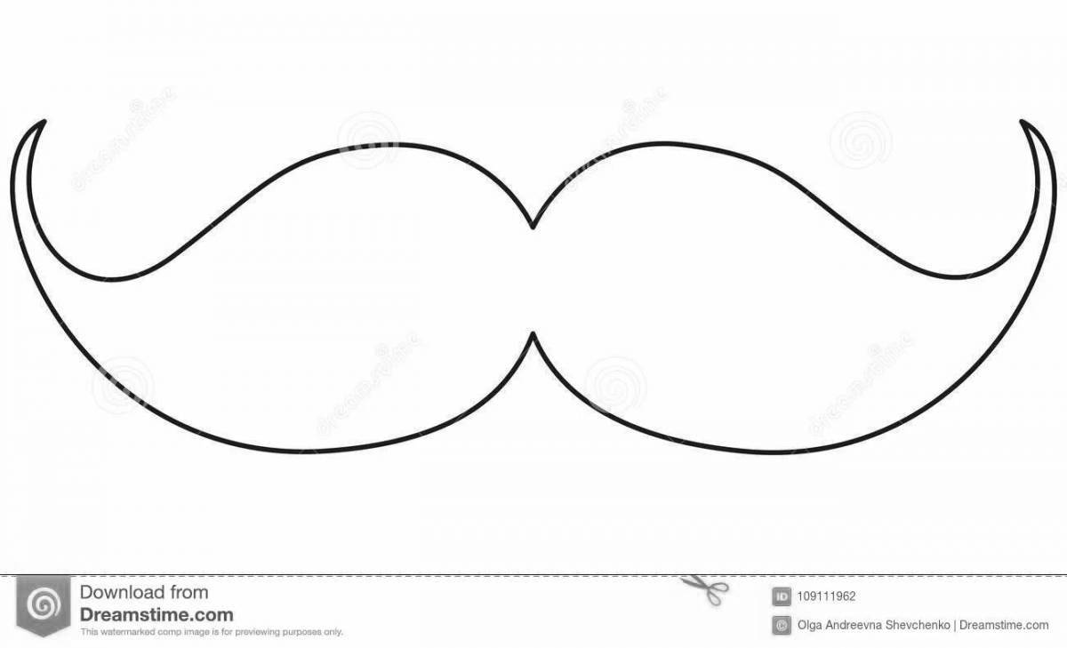 Playful mustache coloring page for kids