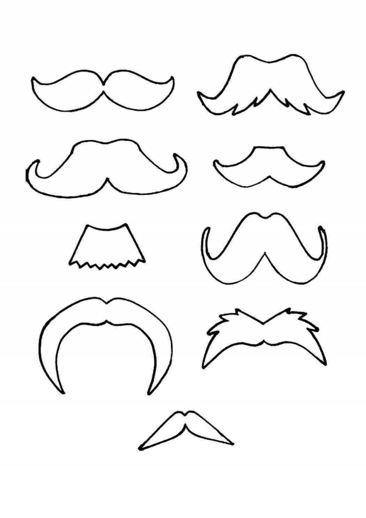 Fun mustache coloring for kids