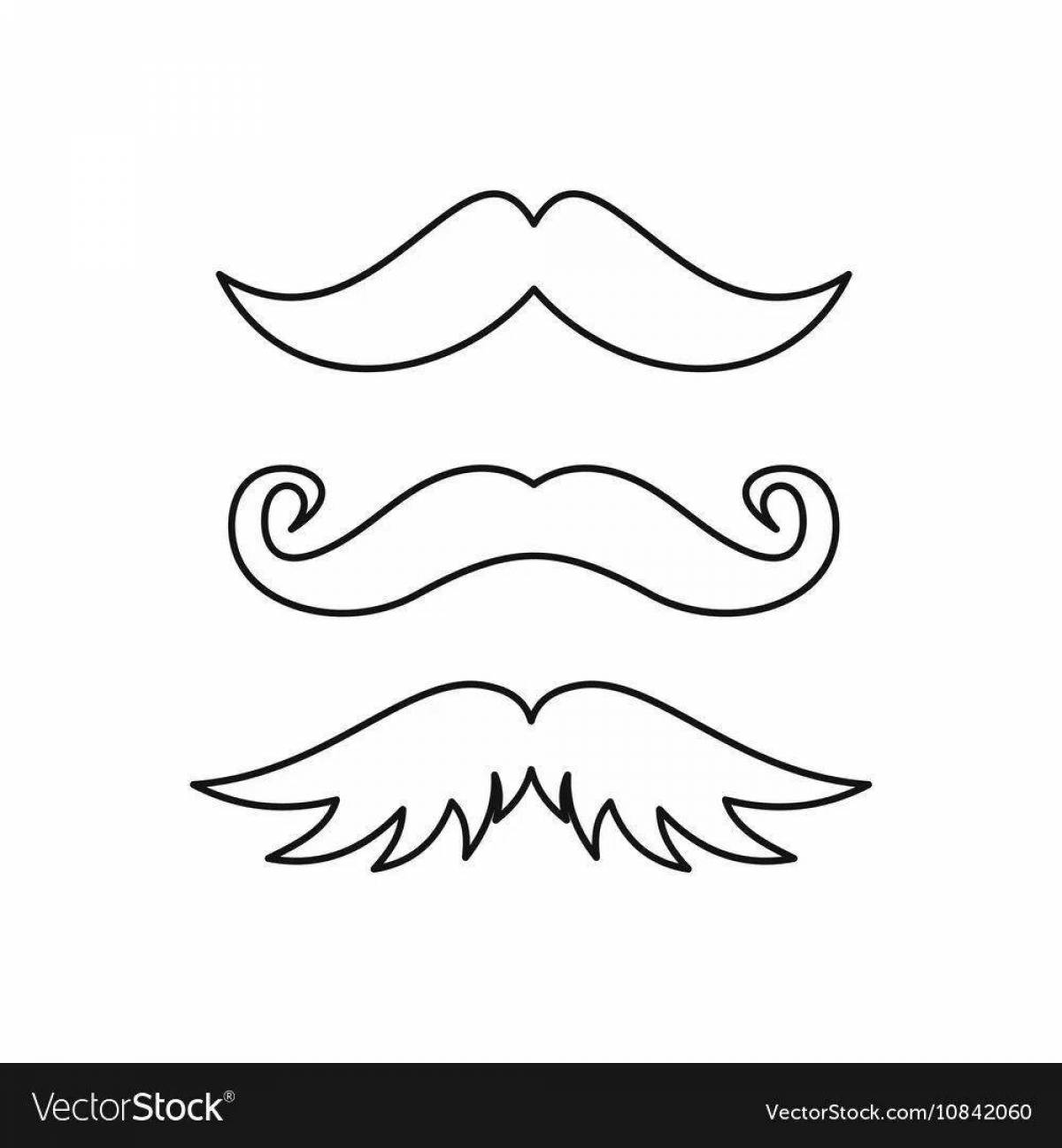 Colorful mustache coloring pages for kids