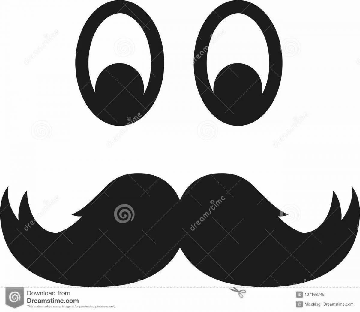 Colorful mustache coloring page for babies