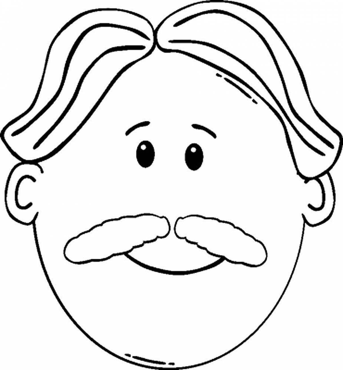 Colorful mustache coloring page for kids of all ages