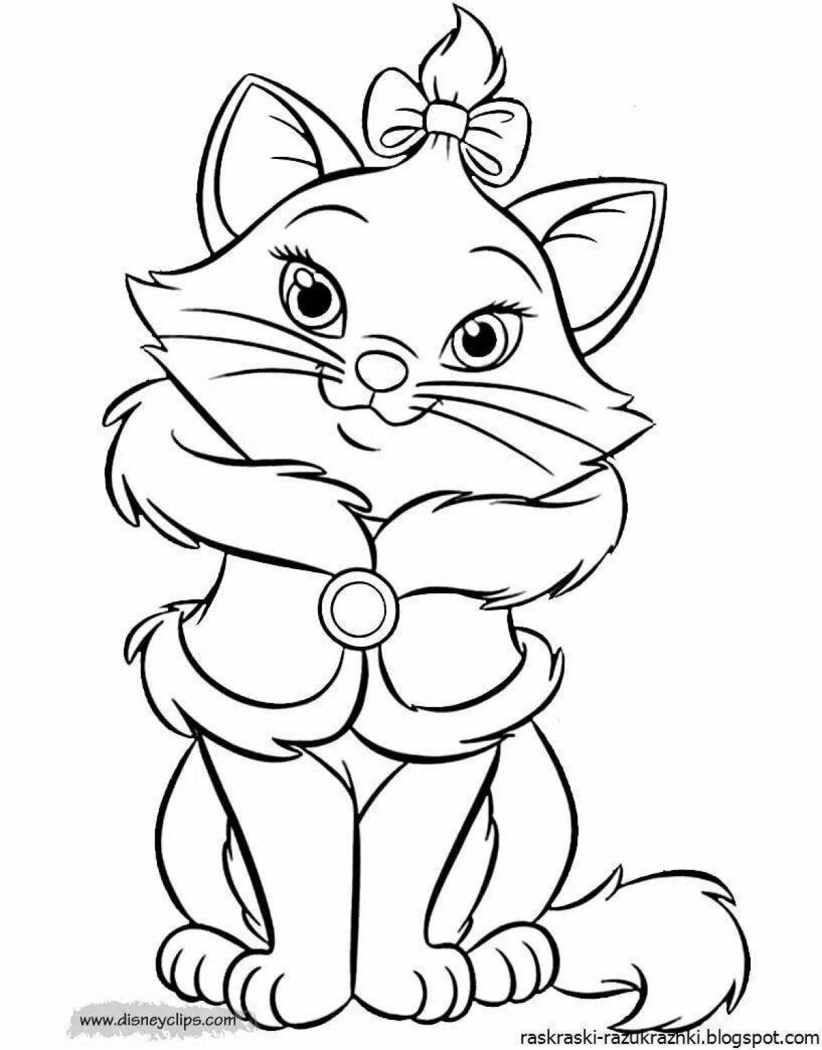 Christmas coloring book sparkling cat