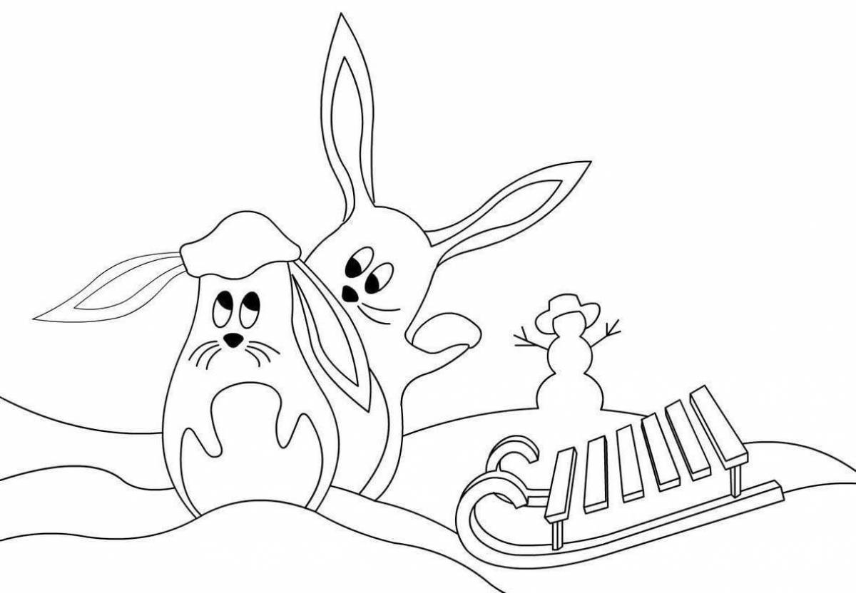 Colourful hare coloring page