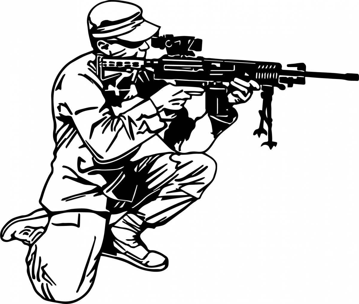 Daring coloring man with a gun