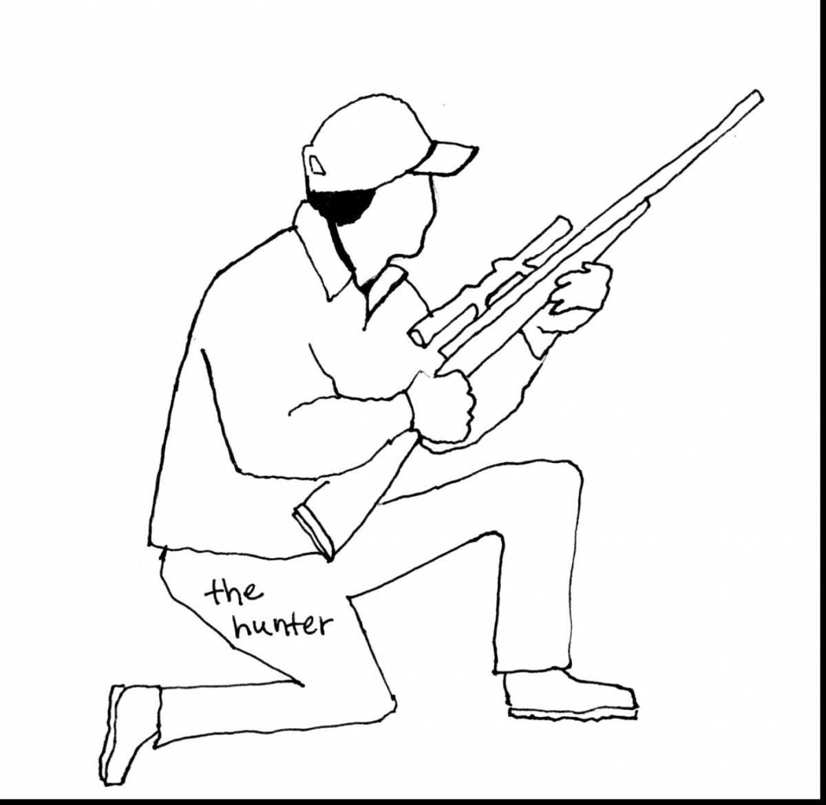 Неуклонно раскрашивая страницу человек с ружьем