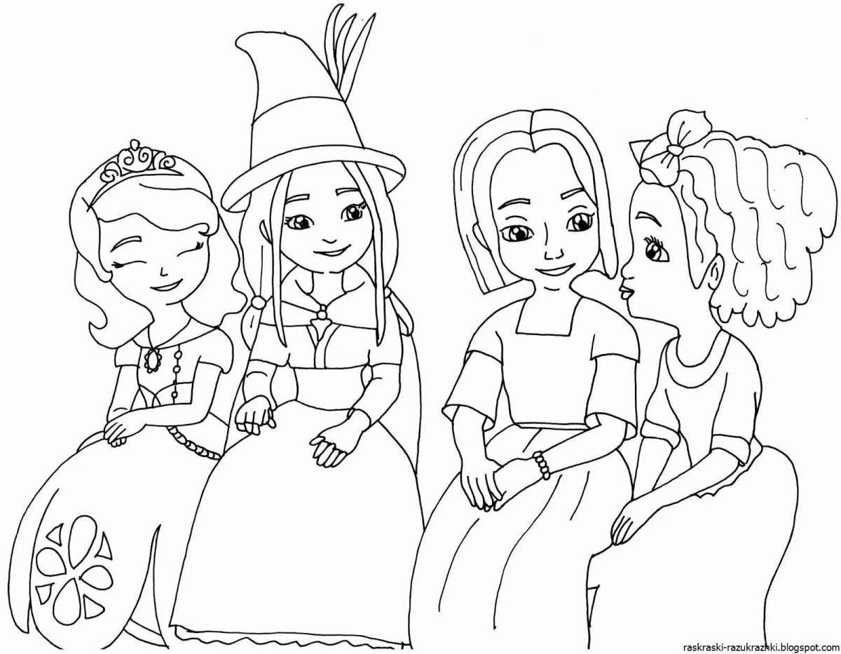 Adorable princess coloring pages all together