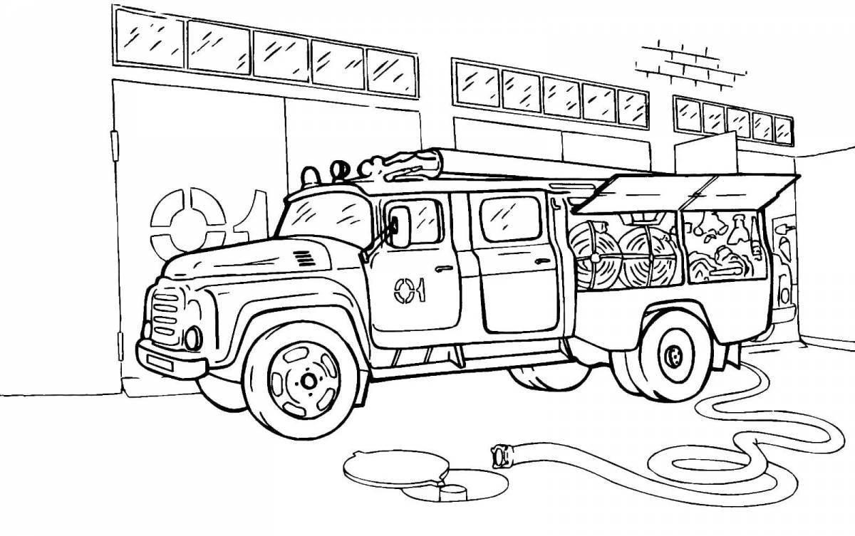 Photo Adorable fire truck coloring book for babies