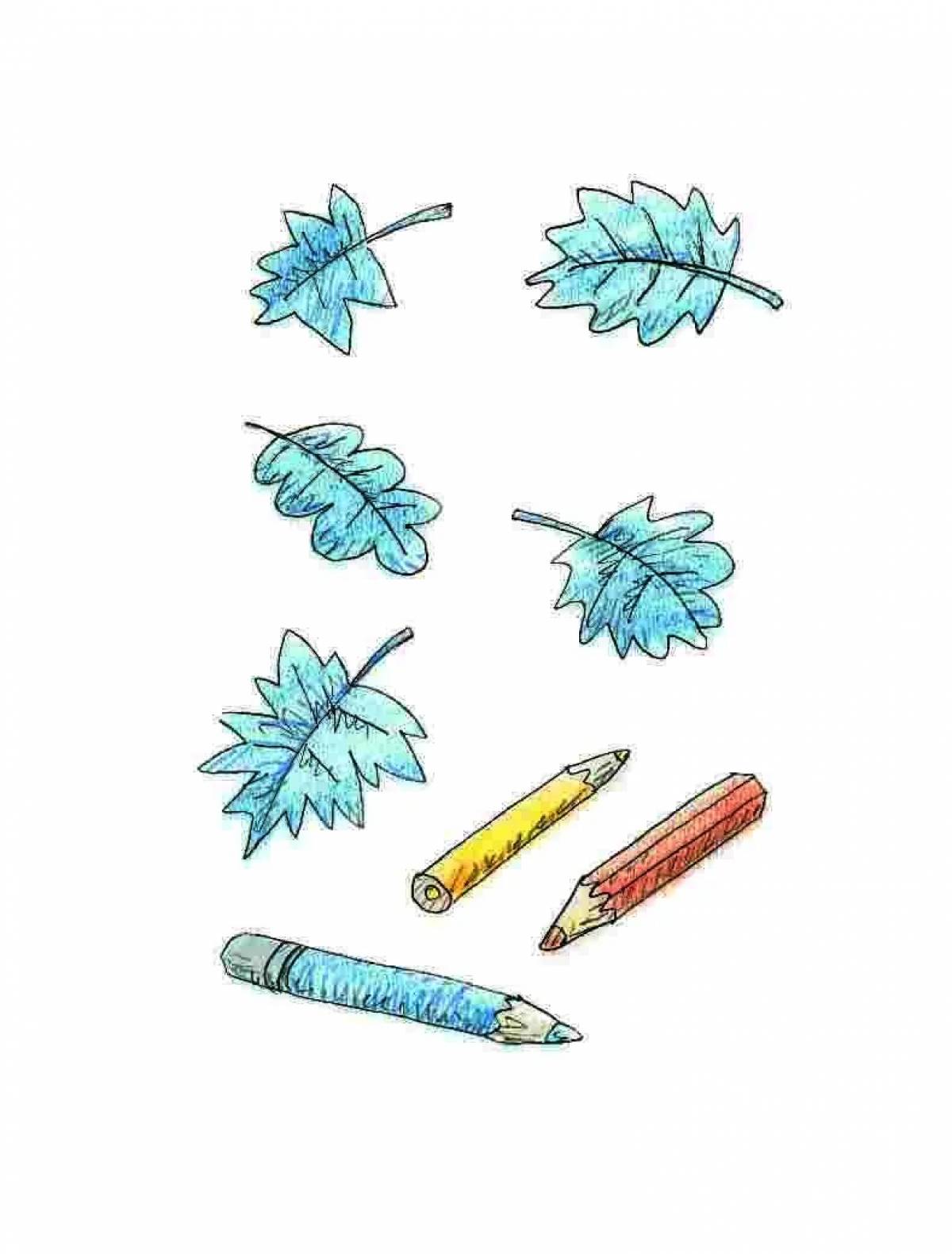 Photo Colouring page amazing blue oseev leaves