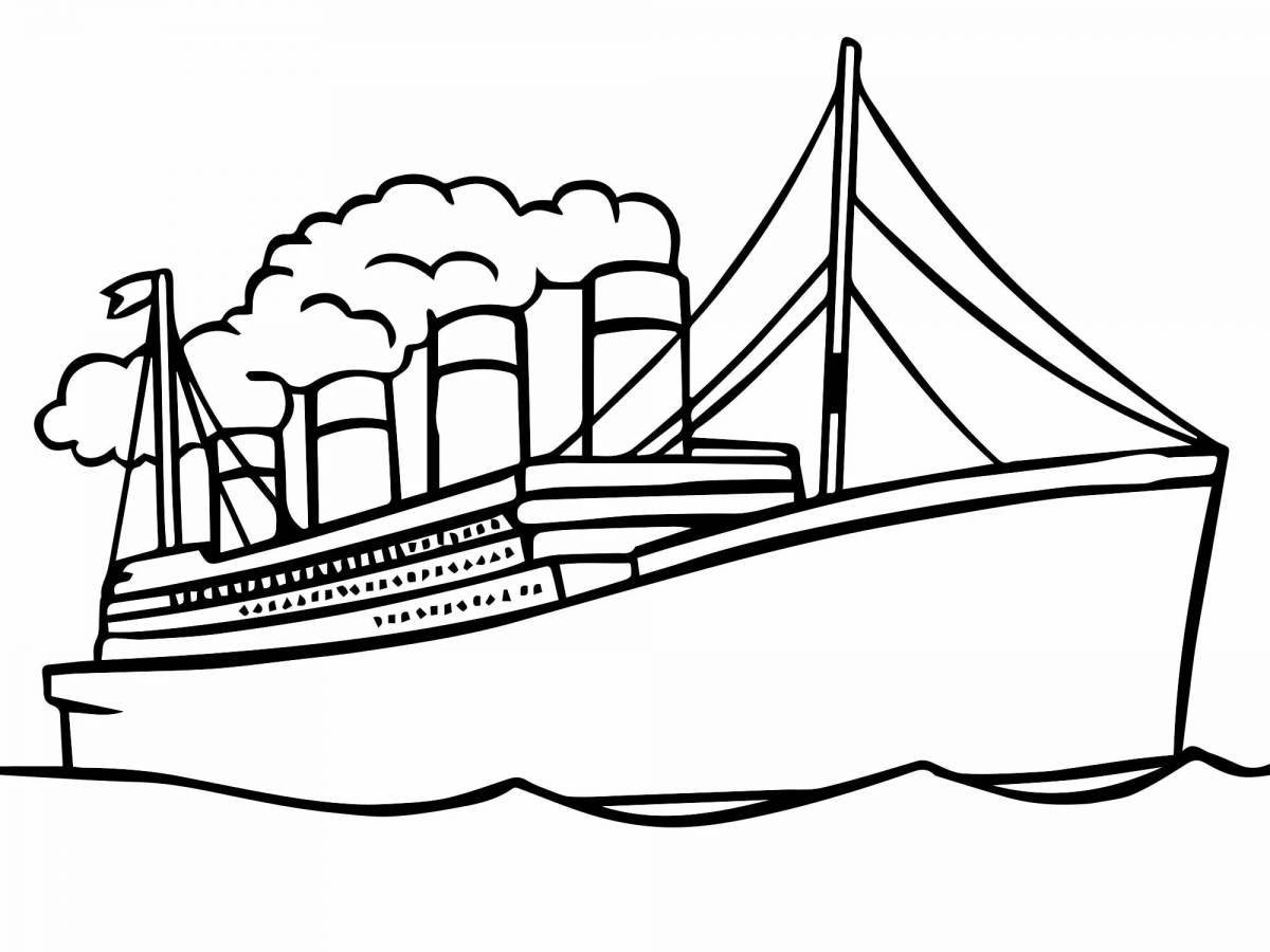 Exquisite ship coloring book for kids