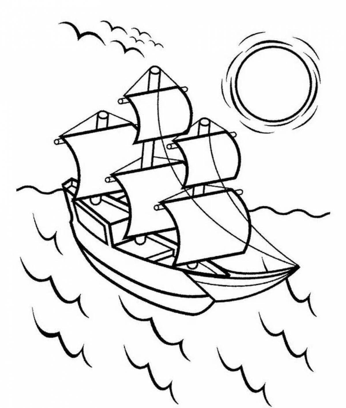 Impressive ship coloring page for kids