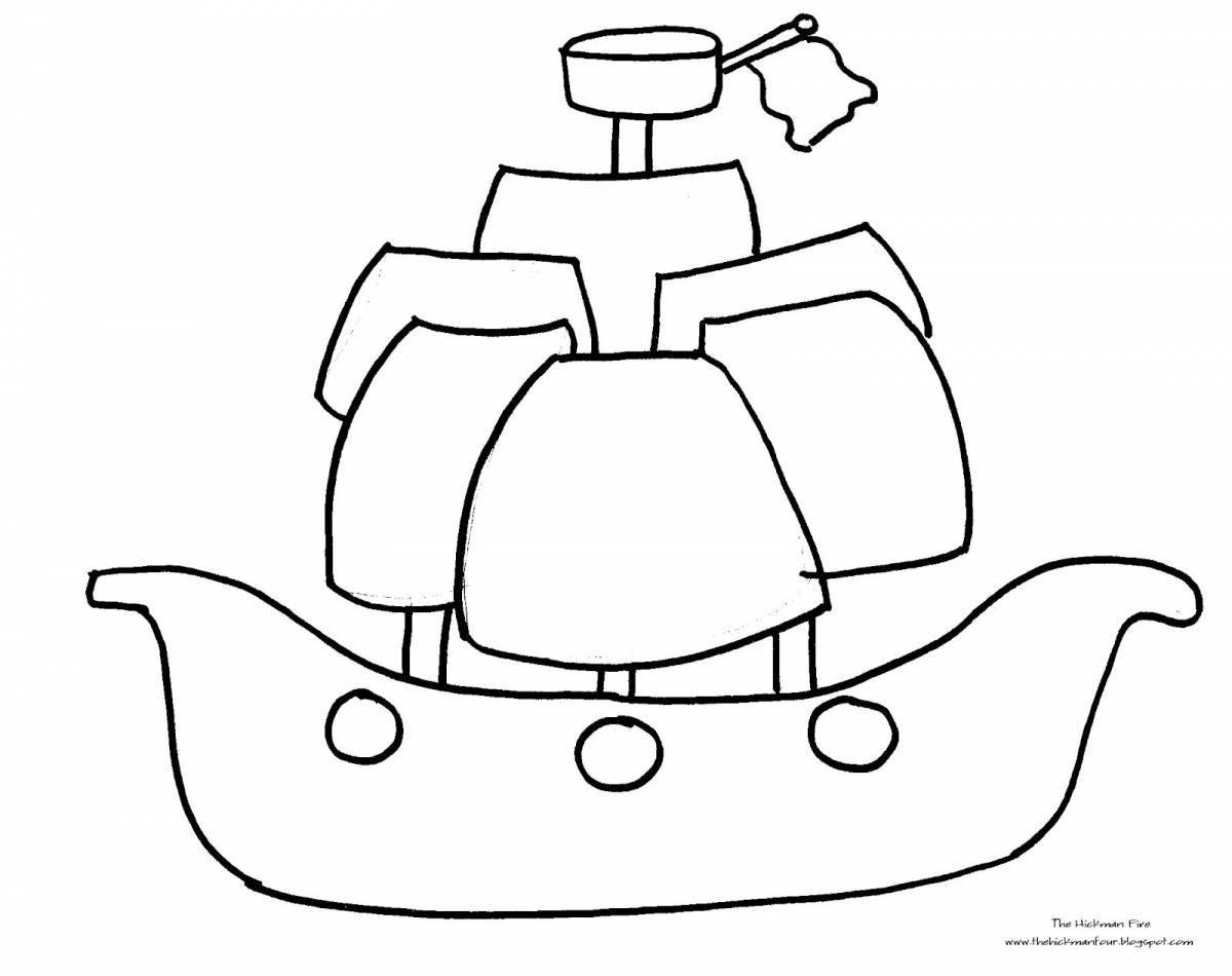 Креативная раскраска корабля для детей