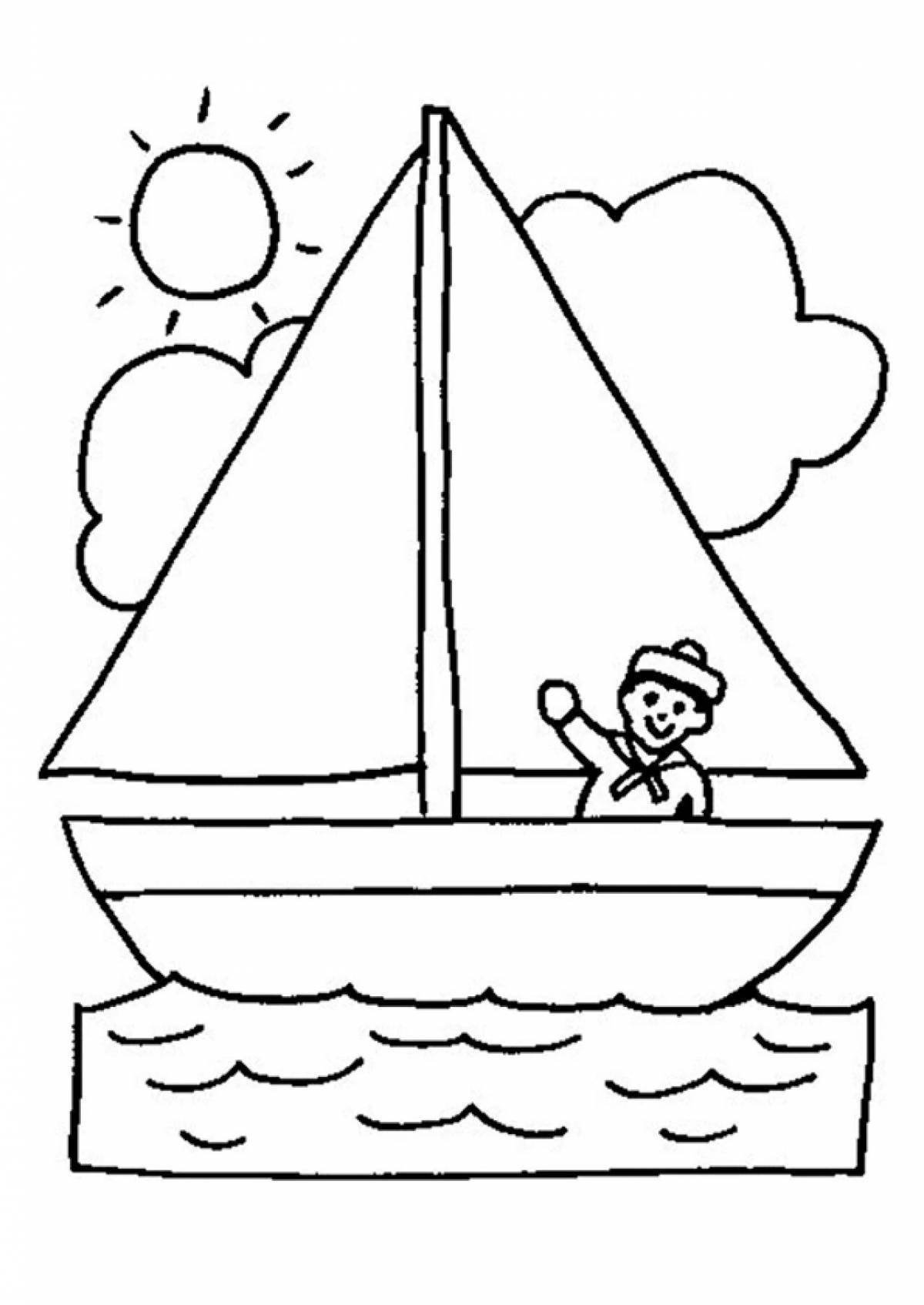 Photo Colorful ship coloring book for kids