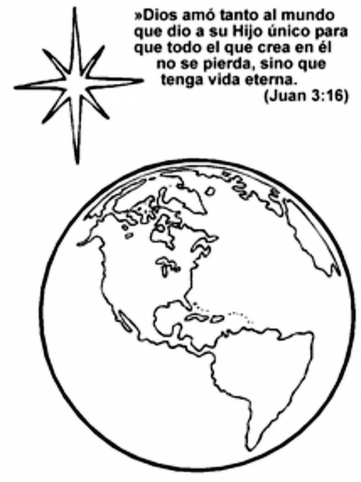 Colorfully decorated planet earth coloring page