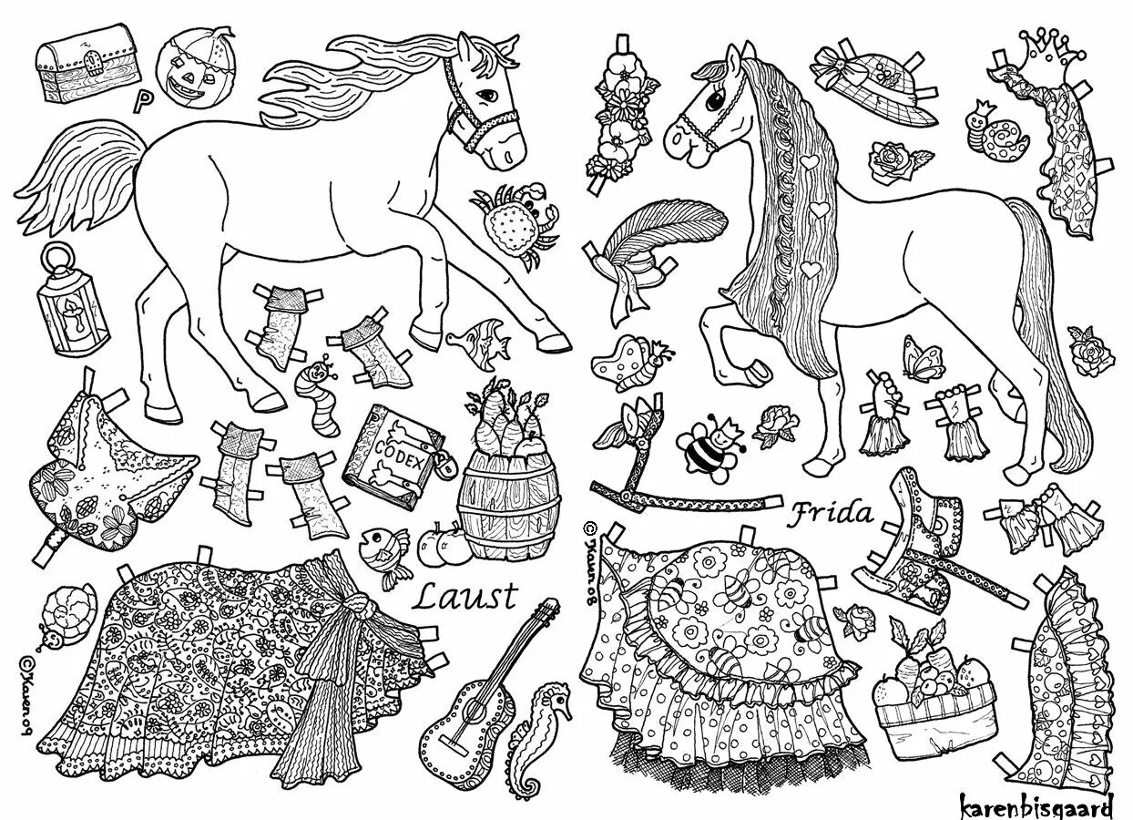 Elegant animal coloring pages with clothes