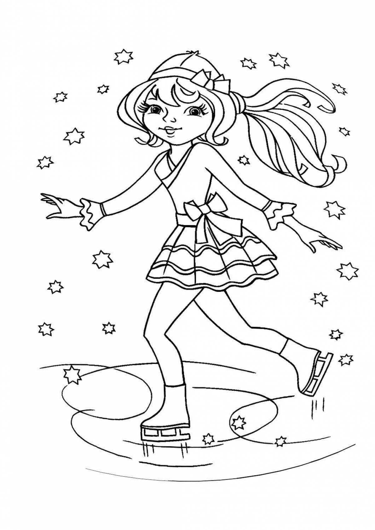 Fun coloring figure skater for kids