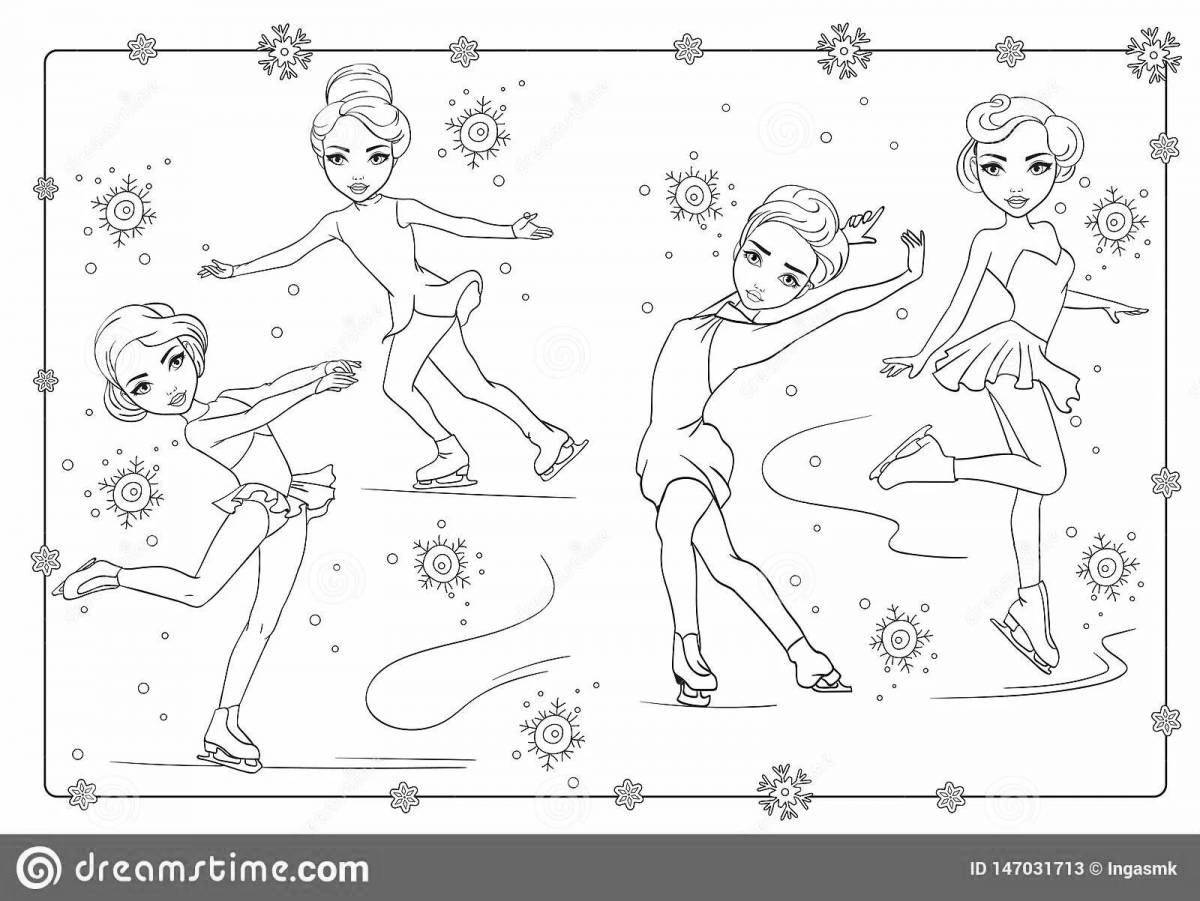 Coloring figure skater for kids